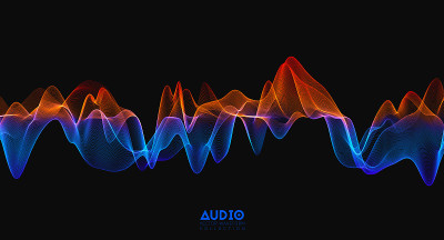 3 d音频声波。多彩的音乐脉冲振荡。发光的脉冲模式