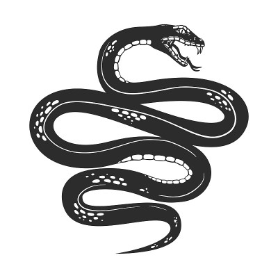 图解蛇纹身风格。会徽、标志、海报、卡片、横幅的设计元素。矢量图