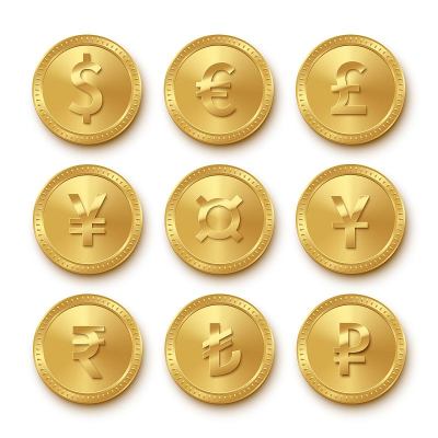 不同货币的金币图标