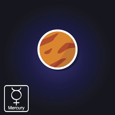 股票矢量图标与水星和行星占星符号