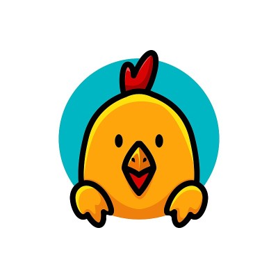 可爱的小鸡卡通矢量图标插图