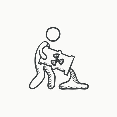 人与油桶素描图标