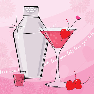 Retro Valentine Cocktail with Shaker
