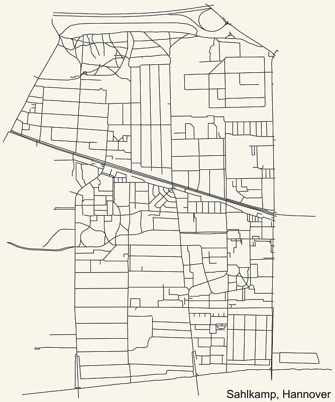 德国汉诺威的Sahlkamp区街道道路地图