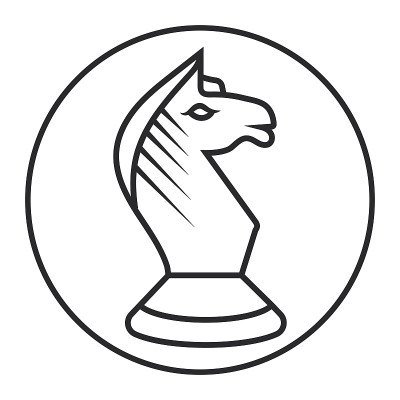 圆形的一个骑士象棋棋子线条艺术图标的应用程序或网站