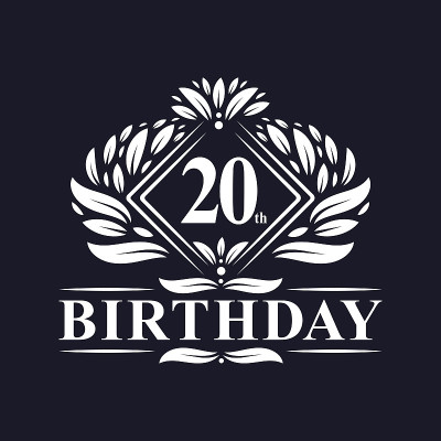 20年生日标志，奢华20岁生日庆典。