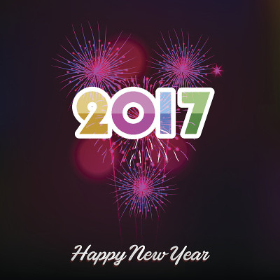 2017年新年快乐，以烟花为背景