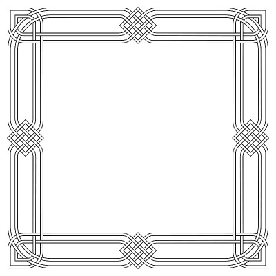 Square black and white framework. Arabic, Celtic s