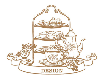 茶点时间对象的插图。复古风格。矢量插图。