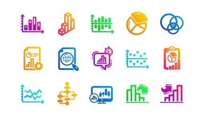 图表和图形图标。信息图，框图和算法。经典的图标集。向量