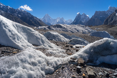 巴尔托洛冰川与Gasherbrum山脉背景，K2跋涉，巴基斯坦