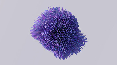 紫色和蓝色的变形球体。抽象插图，3d渲染。