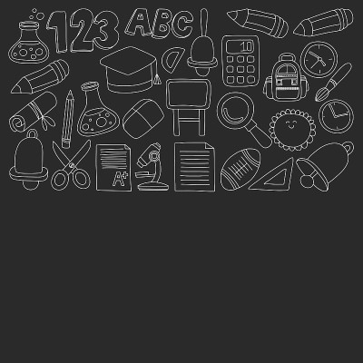 矢量涂鸦一套教育符号回到学校