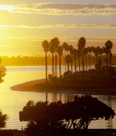 日落时分的加州圣迭戈Mission Bay