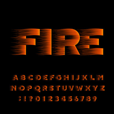 火字母字体。火焰效果加粗字体字母。