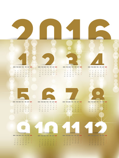 简单的2016年日历