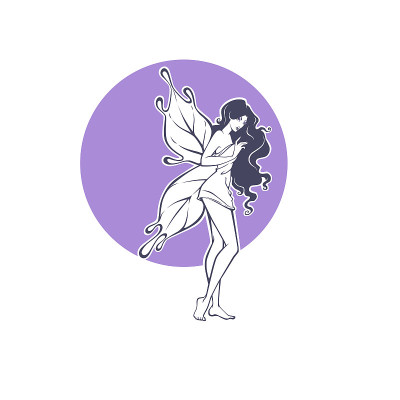 美丽仙女线艺术插画为您的标志，标签，会徽