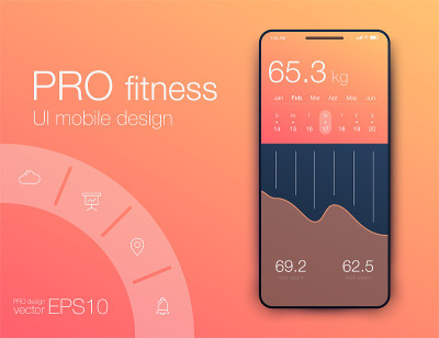 Fitness app. Ui ux design. UI design concept with 