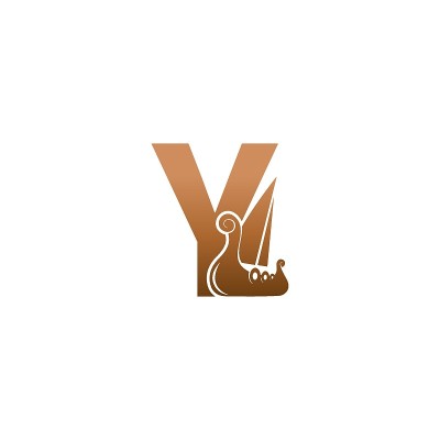 字母Y与标志图标维京帆船设计模板