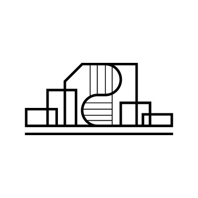 矢量标志上有一个抽象形象的现代建筑综合体。