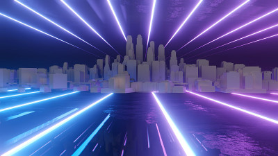 抽象的夜城3D插图