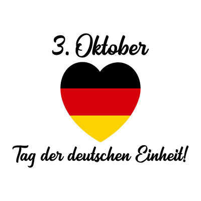 手画心与“3。Oktober。Tag der deutschen Einheit“引用德语，翻译过来