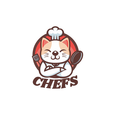 矢量插图厨师猫吉祥物卡通风格。