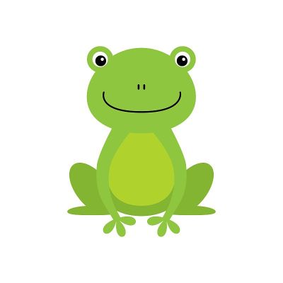 Cute green frog cartoon character isolated on whit