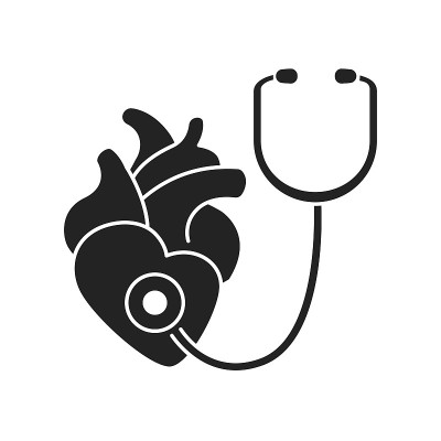 心脏病学黑色象形图标。医学检查。用于网页、手机应用、促销的轮廓象形图。