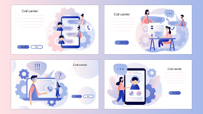 呼叫中心。屏幕模板为手机智能手机，登陆页面，模板，ui, web，手机应用程序，海报，横幅，传单。平
