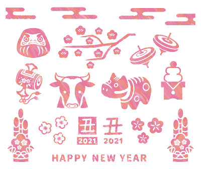2021年新年材料。/这篇课文用日语写的是cow。