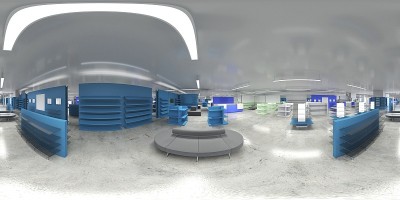 室内球面全景图，3D插图