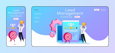 Lead management adaptive landing page flat color v