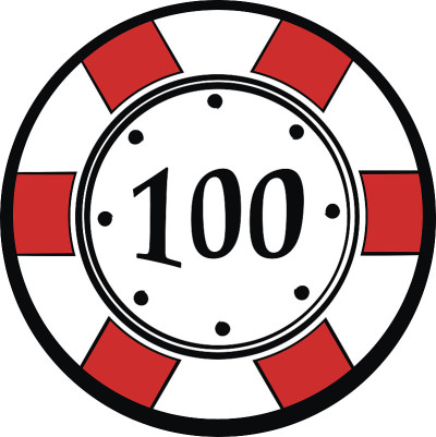 100美元的赌场筹码，卡通图标