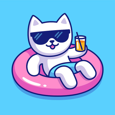 卡通猫池浮假期