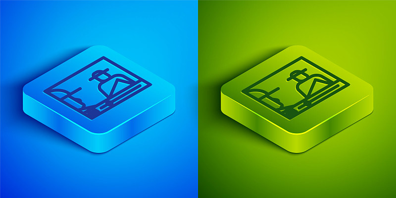 Isometric line Online play video icon isolated on 