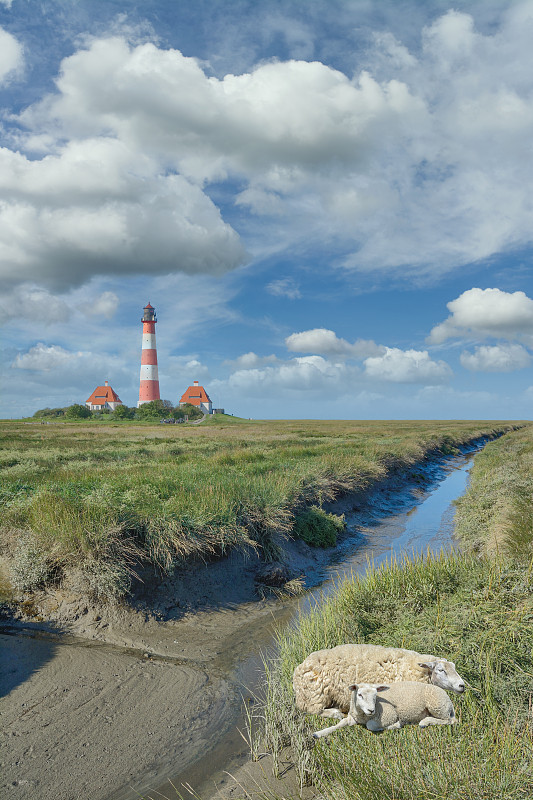 德国北Frisia Westerhever号灯塔