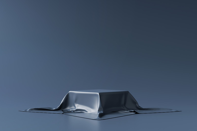 海军蓝产品背景站或讲台基座上的广告展示与空白背景。3 d渲染。