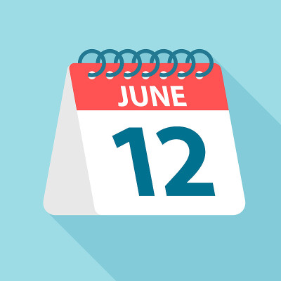 6月12日-日历图标。一个月的一天的矢量插图。日历模板