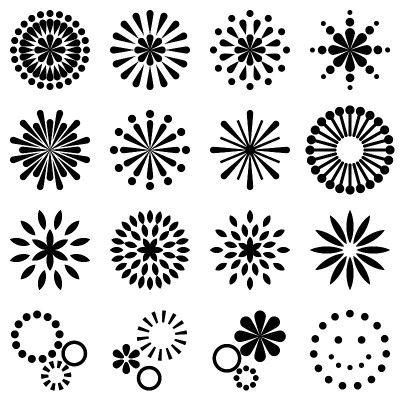 Fireworks Icon Black and white 03
