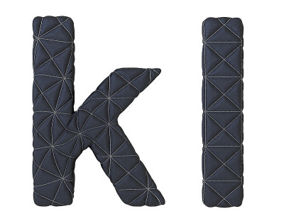 小写缝制皮革字体k l字母