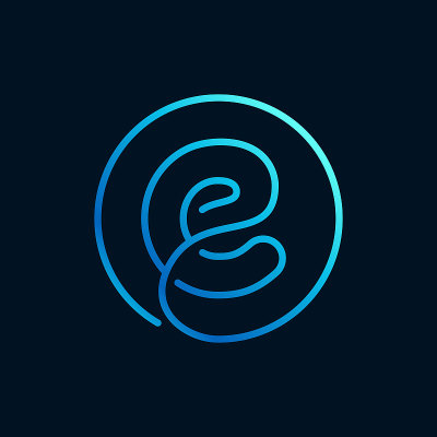 E字母标志在一个圆圈。不可能的线条样式。