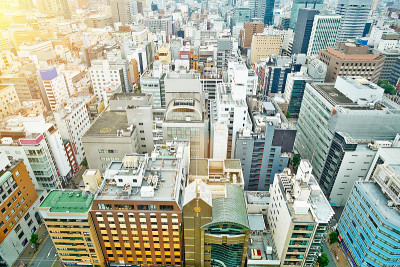 日本名古屋全景现代城市鸟瞰