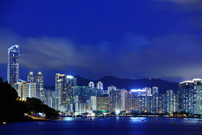 在香港荃湾的夜间
