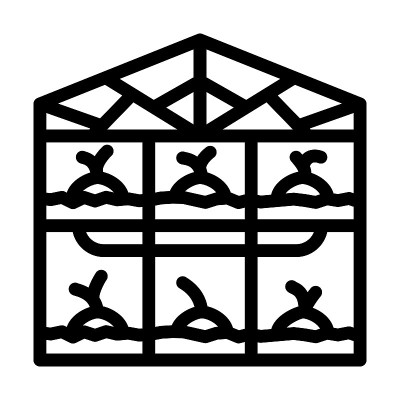 温室农田建设线图标矢量插图