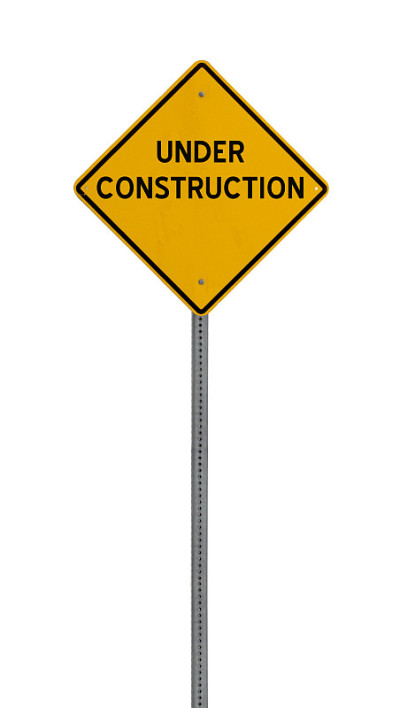 道路建设-黄色道路警告标志