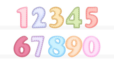 彩色数字1到0设置插图