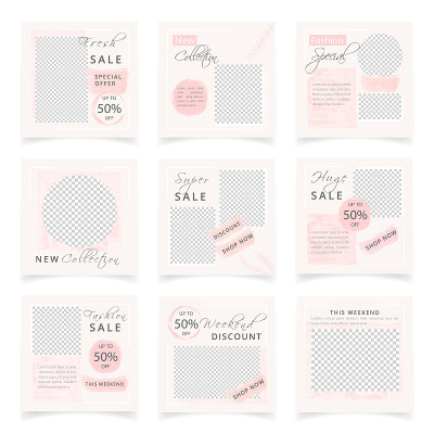 Set of square social media banner template for spe