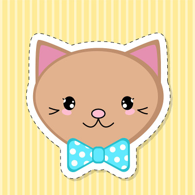 可爱的卡通猫。卡哇伊风格的小猫的头