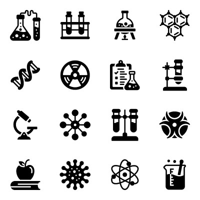 固体图标中的化学包